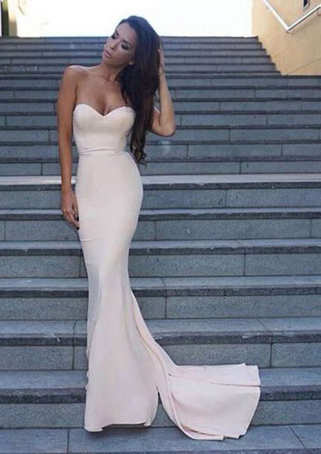 Jersey Prom Dress Trumpet/Mermaid Sweetheart Sweep Train