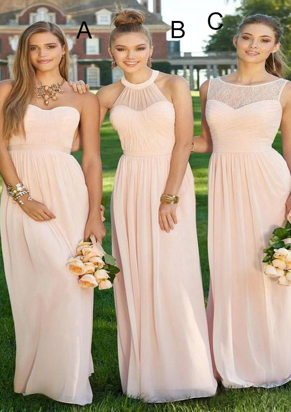 Pearl Pink A-Line/Princess Sleeveless Sweetheart Long/Floor-Length Chiffon Bridesmaid Dress - STACEES