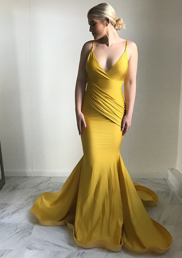 As Picture Jersey Prom Dress Trumpet/Mermaid Court Train Sleeveless - STACEES