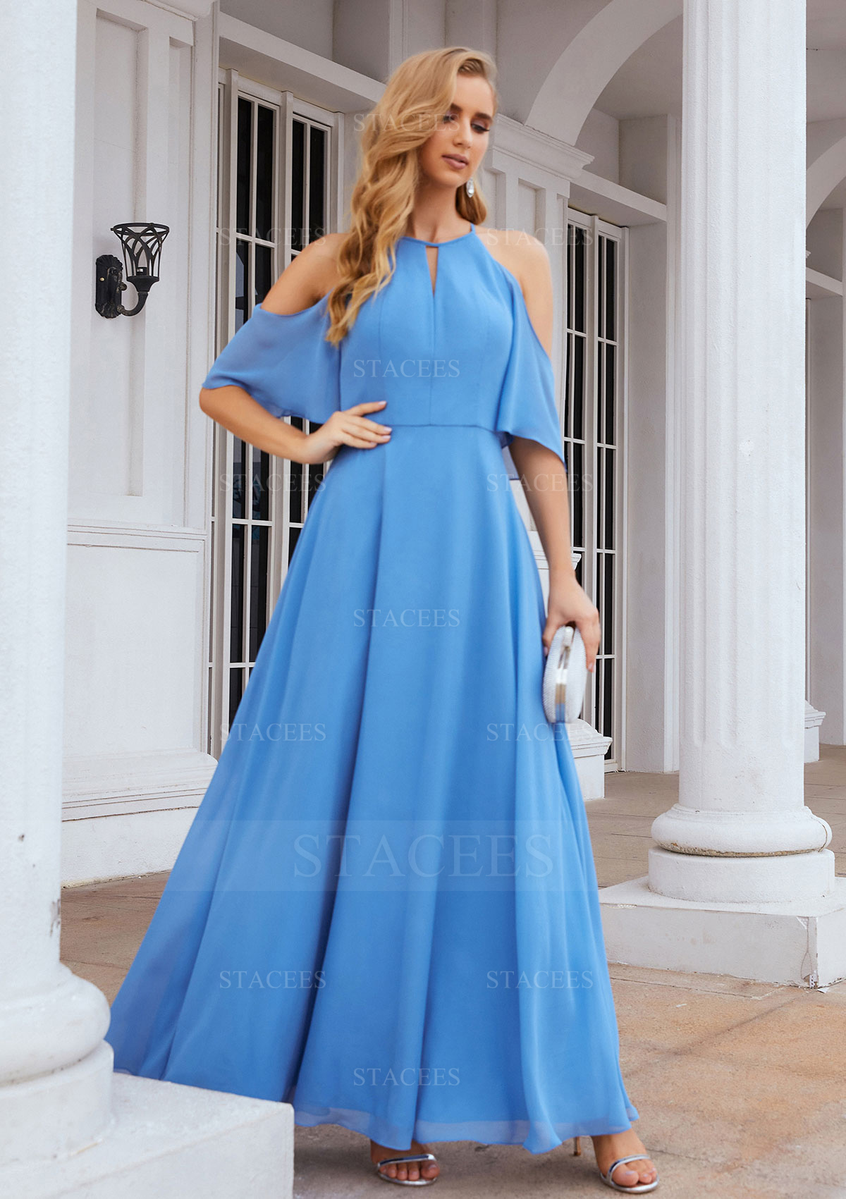 pictures of bridesmaid dresses with sleeves Stacees Bridesmaid Dress A-line V Neck Short Sleeve Long/Floor-Length Chiffon Pleated Ruffles