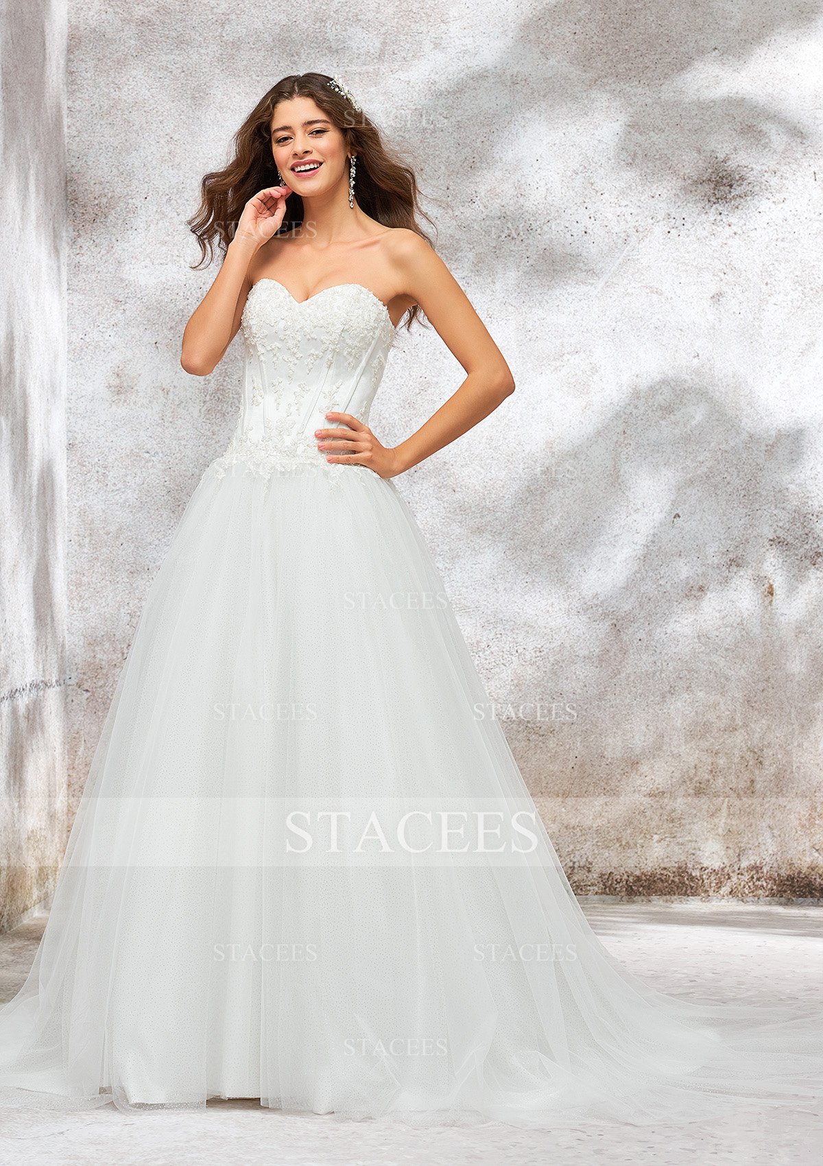 Robe princesse robe marquise cache cœur traîne cour tulle satin robe de mariée