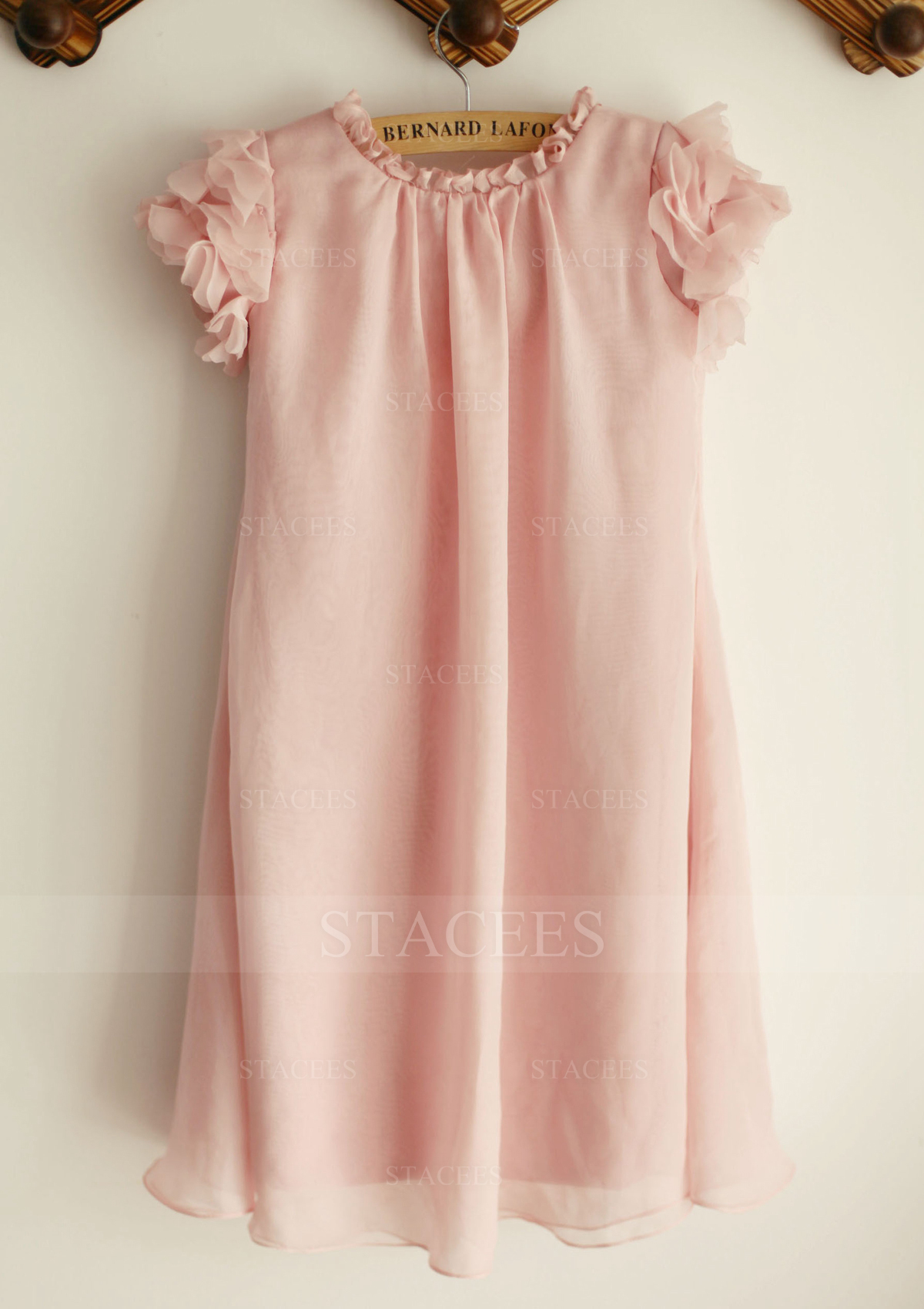 Vestido línea a/princesa escote redondo gasa hasta la tibia vestido de pajecitas