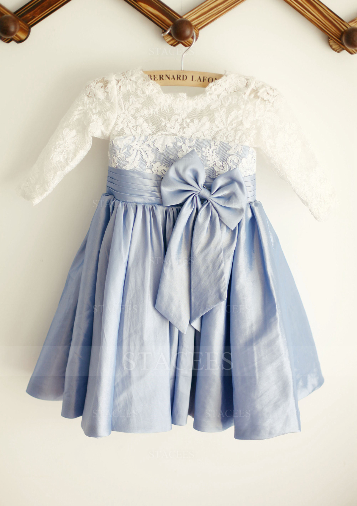 Vestido línea a/princesa escote redondo encaje tafetán hasta la rodilla vestido de pajecitas