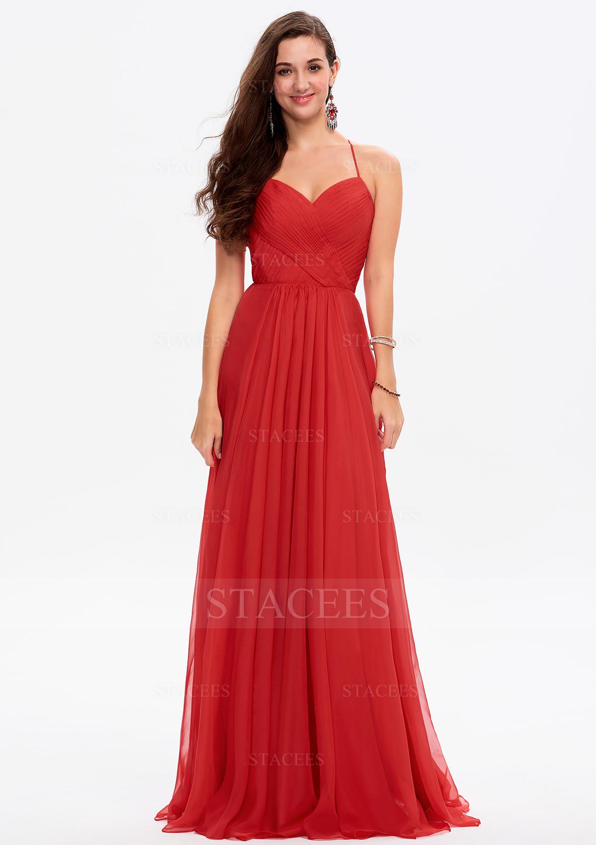 Robe trapèze cache coeur mousseline longueur ras du sol robe de bal avec plissé