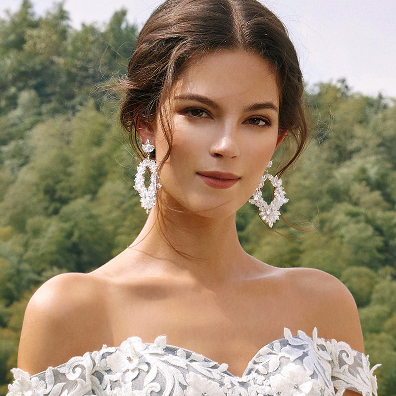 Boho Wedding Alloy Earrings With Rhinestone