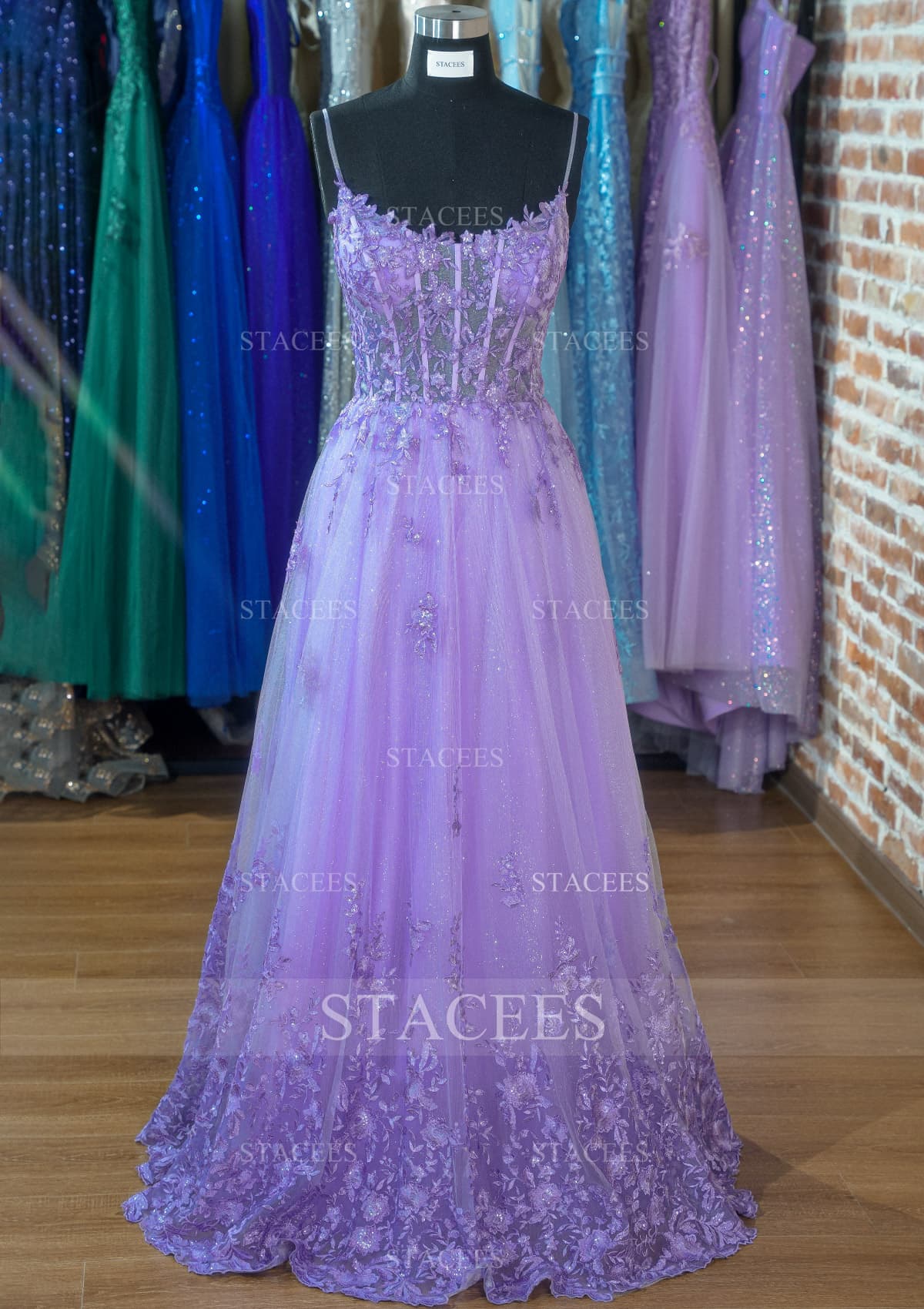 Trapèze encolure carrée tulle long/ras du sol robe de bal