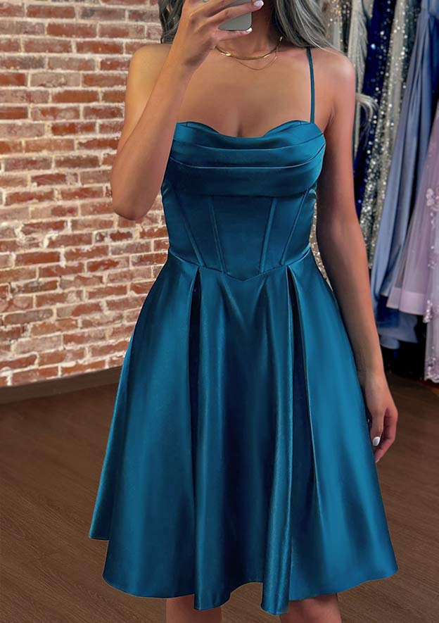 satin dress knee length AW.Bridal A-line Off the Shoulder Knee Length Cap Sleeves Crystal Satin Wedding Guest Dresses Dress Baby Blue Size 18