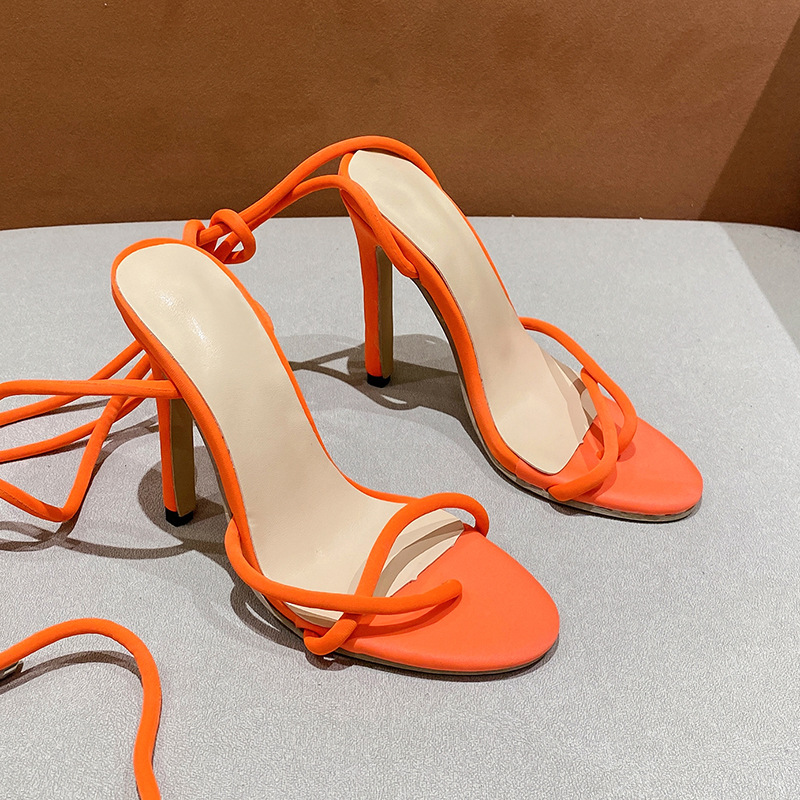 Orange Femmes pu à bout ouvert sandales talon stiletto outdoor fête et soirée chaussures - STACEES