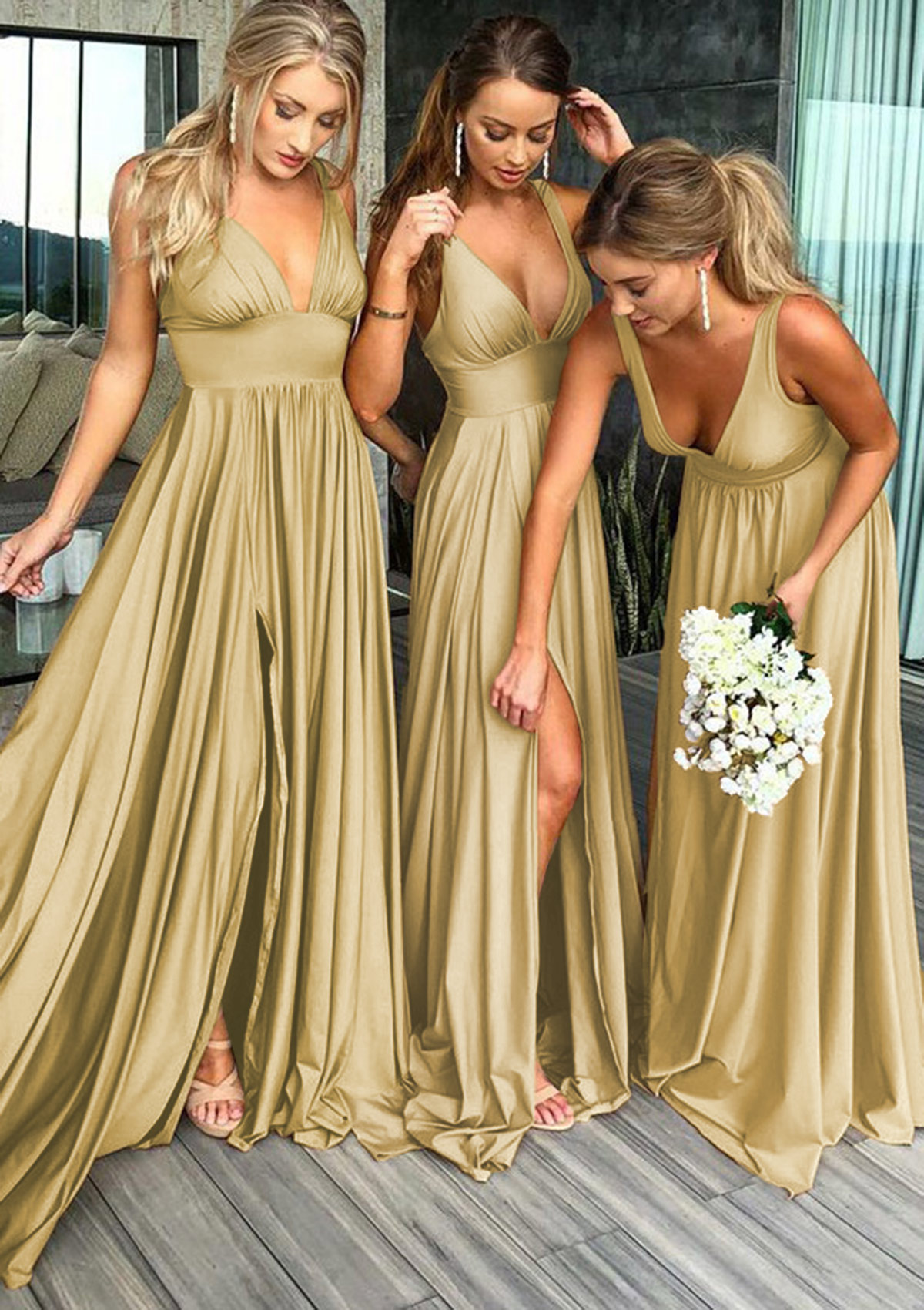 bridesmaid dresses new jersey Dress A-Line/Princess V-Neck Sweep Train With Split Front Pleated Waistband Color:Midnight Black comfort stretch jersey with $60 - $70 37 Zara and Nordstrom