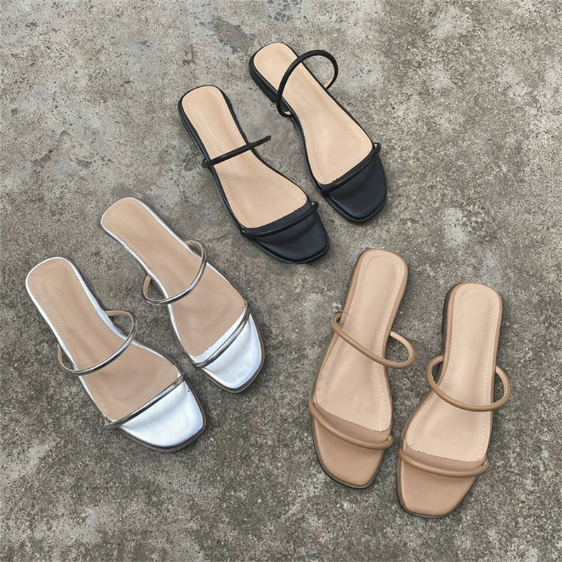 Femmes pu plat à bout ouvert talon plat décontracté et shopping bureau et carrière outdoor fête et soirée chaussures - STACEES