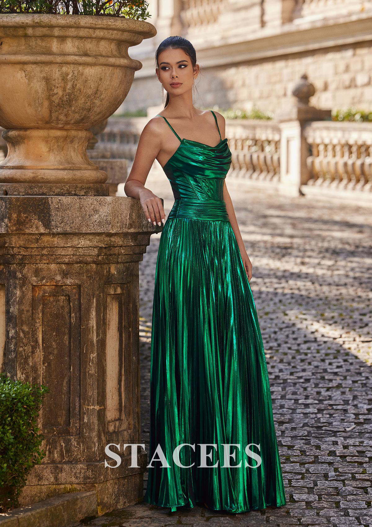 green metallic dress Melanie Metallic Party Dress Green