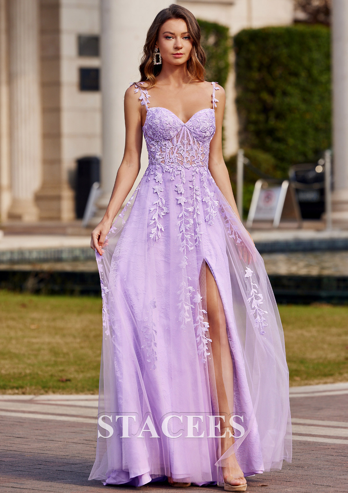 a line dress tulle A-line Tulle Straps Sequins Lace Prom Dress Evening Dress PSK298 US16 / As Picture