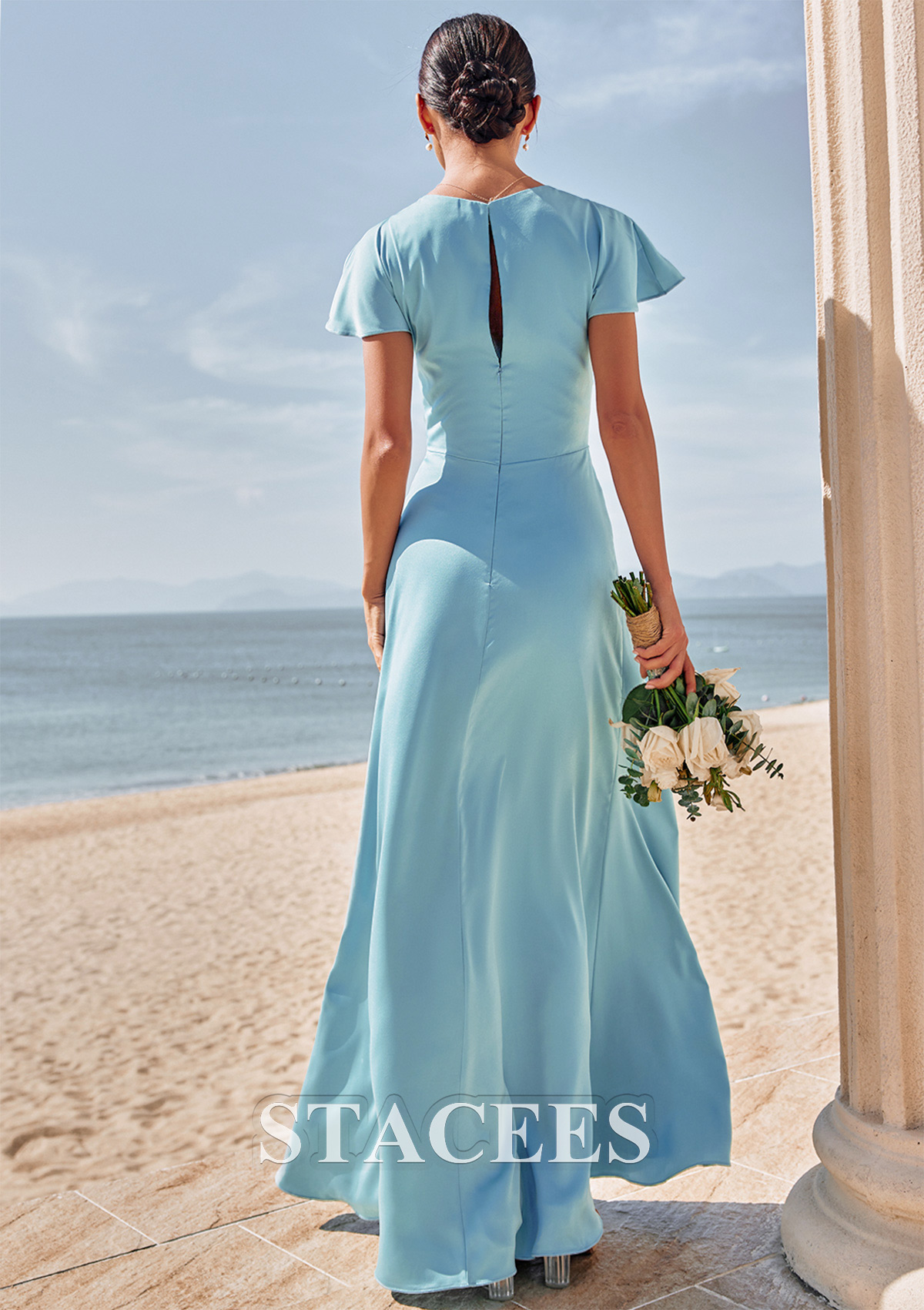 cheap beach bridesmaid dresses Custom One Shoulder Simple Unique Beach Short Bridesmaid Dresses BD080   bridalsew