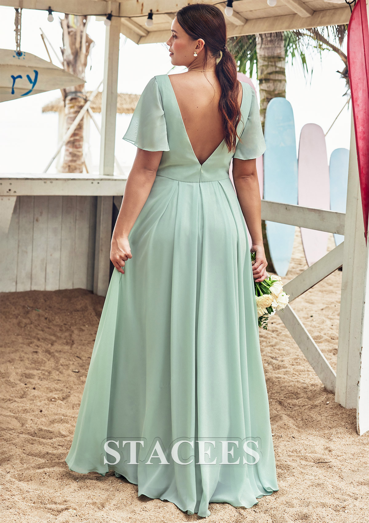 plus size chiffon dresses cheap Chic A-Line Maxi Chiffon Plus Size Bridesmaid Dress COCOMELODY CB0775, Soft Blush