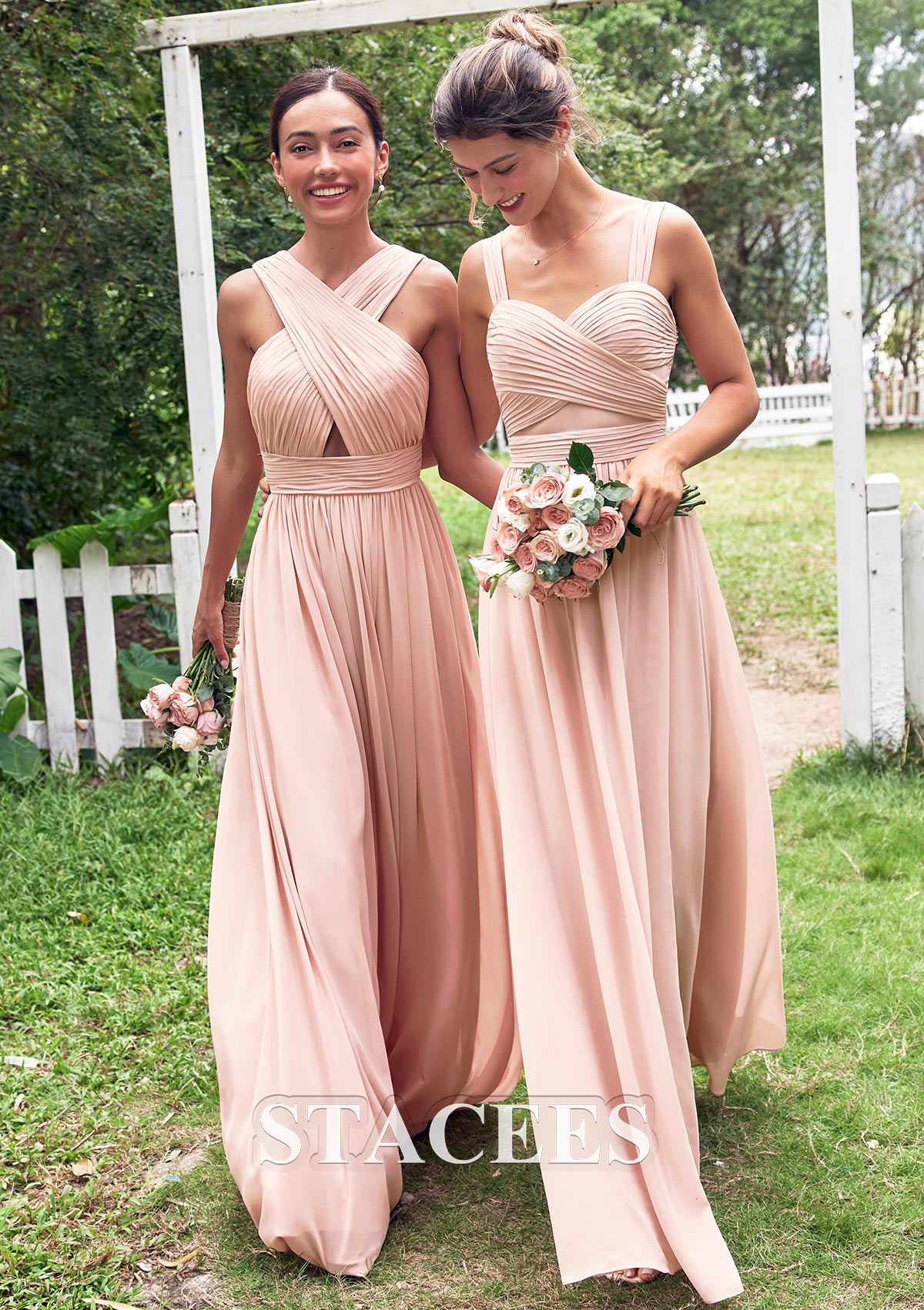 peach chiffon bridesmaid dresses Stacees Bridesmaid Dress A-line Floor-Length Chiffon Pleated