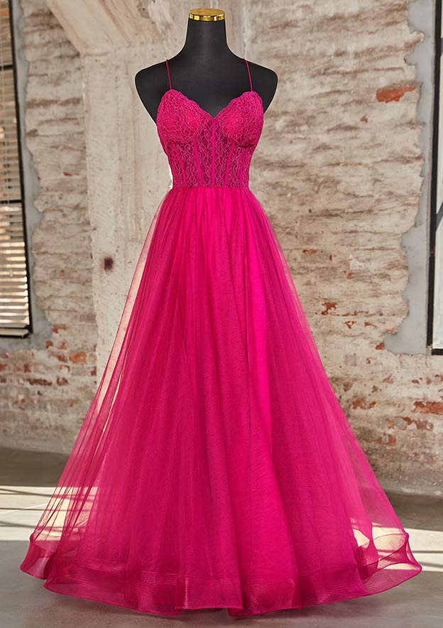 princess v neck prom dress ZAPAKA Women Fuchsia Tiered Long Prom Dress Princess A-Line V-Neck Evening Party Dress With Slit, Fuchsia / US12
