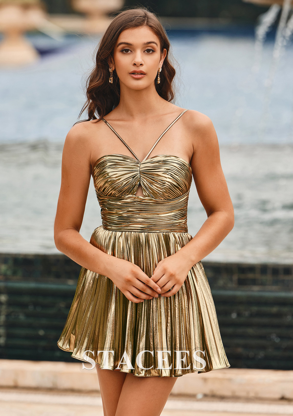 hoco dresses gold ASHLEYlauren Strapless Sequin Homecoming Dress 4500 Short Glitter Homecoming Dress Strapless Occasion Stacees Gold Homecoming Dress A-line