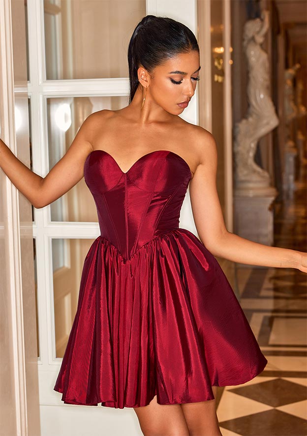 taffeta homecoming dresses A-line Sweetheart Taffeta Short/Mini Homecoming Dress with Pleated S8140H - Homecoming  Dresses