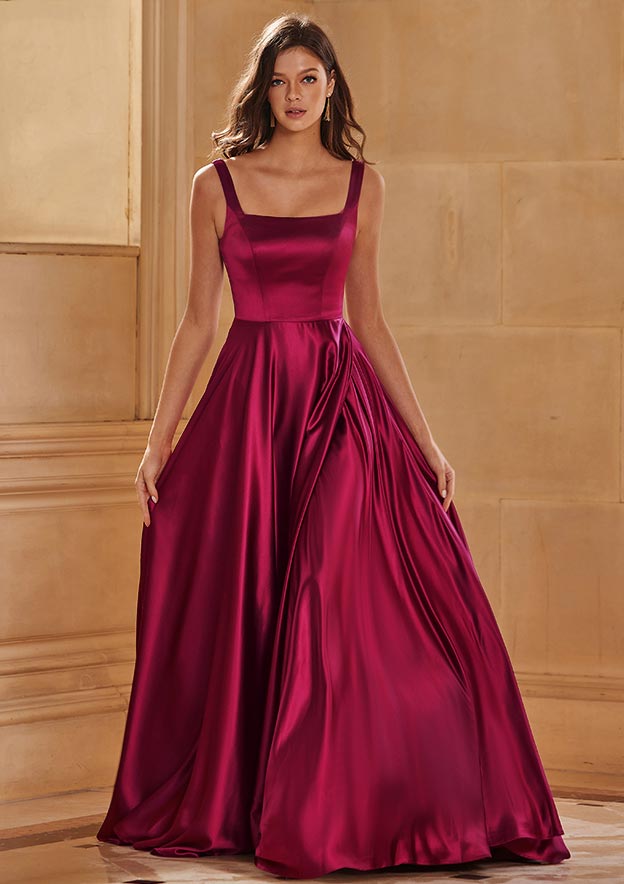 vintage a line dresses for women Stacees A-line Prom Dress Square Neckline Simple Slit Bachelorette Party plus size floor length Size:AU 8 (US 4) your best CHOICE