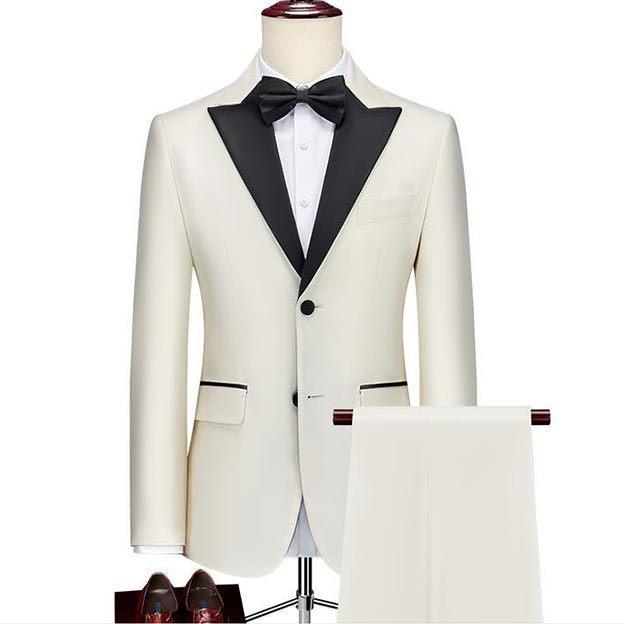 Revers pointu simple boutonnage 2 pièces costume homme pour mariage