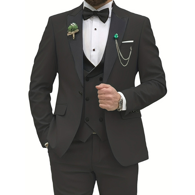 Revers pointu simple boutonnage 3 pièces costume homme pour mariage
