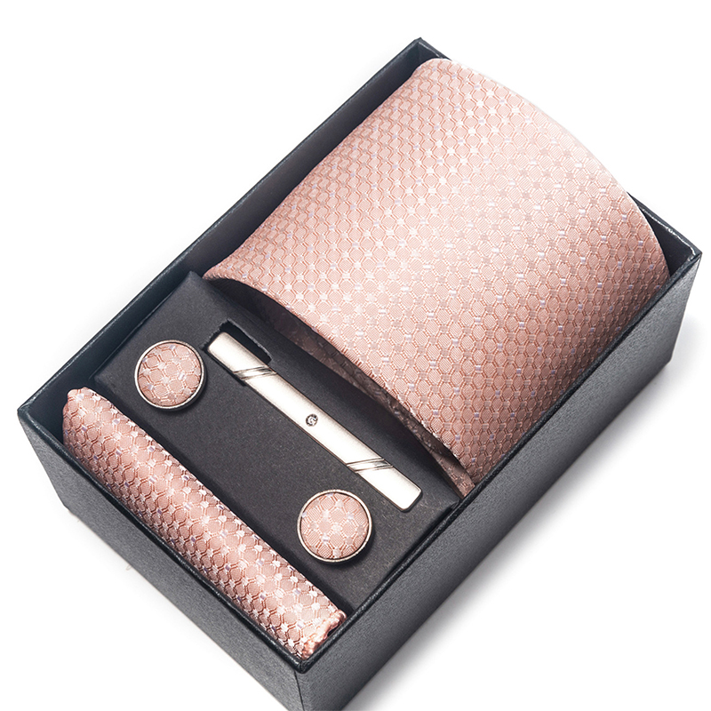 Ensemble de 4 cravates en polyester classique pour homme 