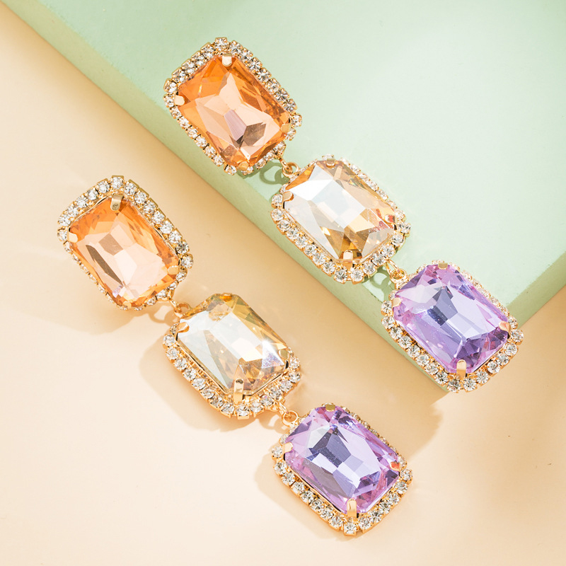 As Picture Fashionable Luxurious Women's Alloy Earrings with Cubic Zirconia - STACEES