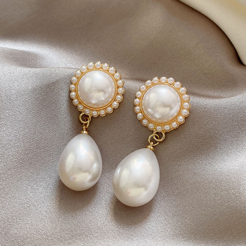 Gold Classic Sweet Girls' Alloy Earrings with Pearl - STACEES