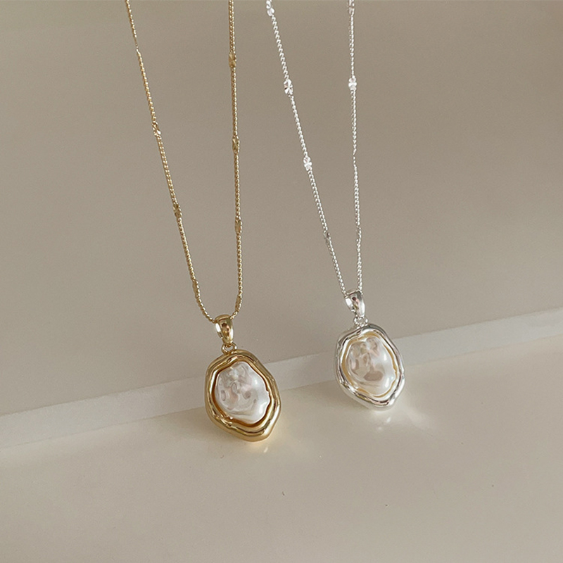 Collar de cobre con perlas de imitación encantador para mujer