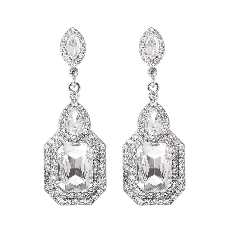 White Elegant Charming Women's e Alloy Earrings - STACEES