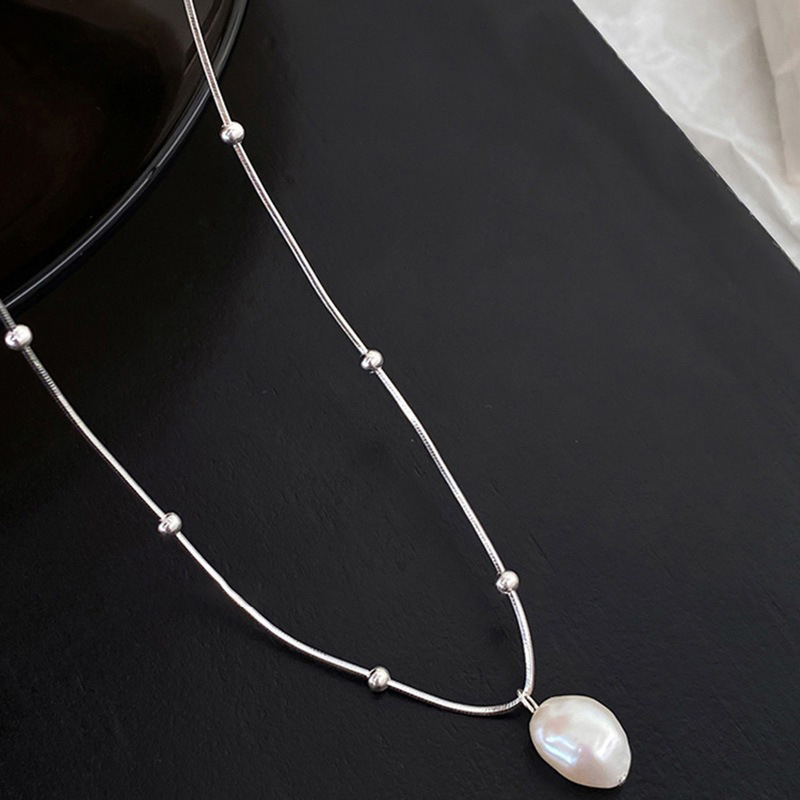 Beau magnifique acier au titane colliers avec perle