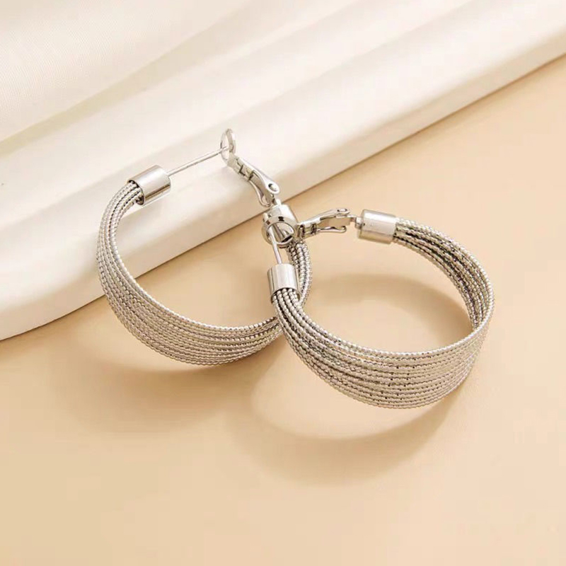 Silver Stylish Simple Female Alloy Earrings - STACEES