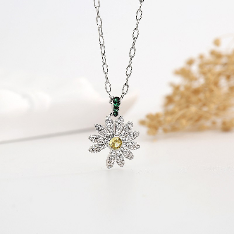 Fantaisie magnifique fleur cuivre colliers avec zircone cubique
