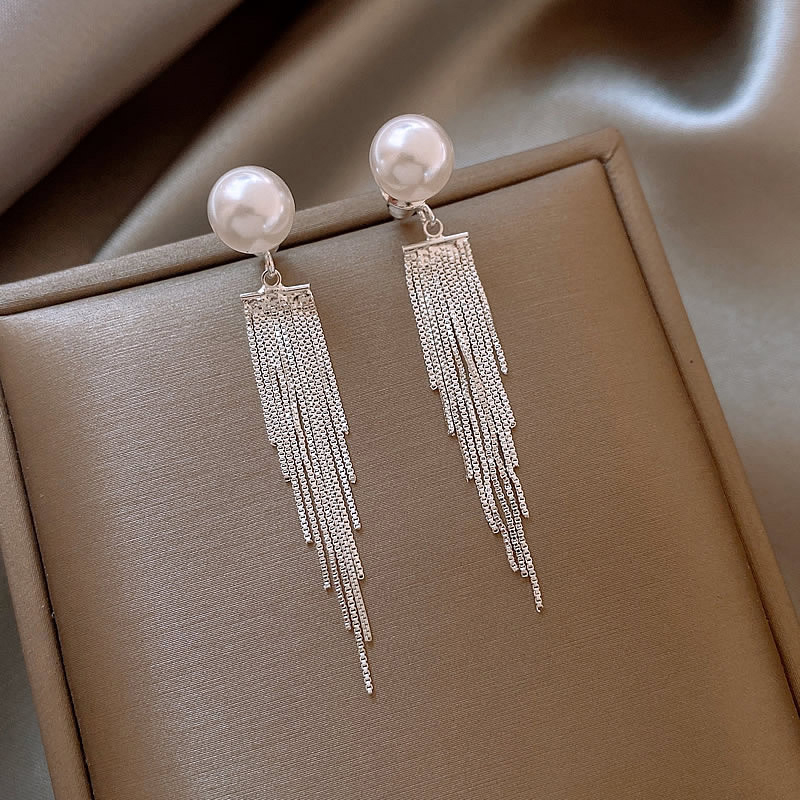 Élégant doux alliage boucles d'oreilles avec perles d'imitation