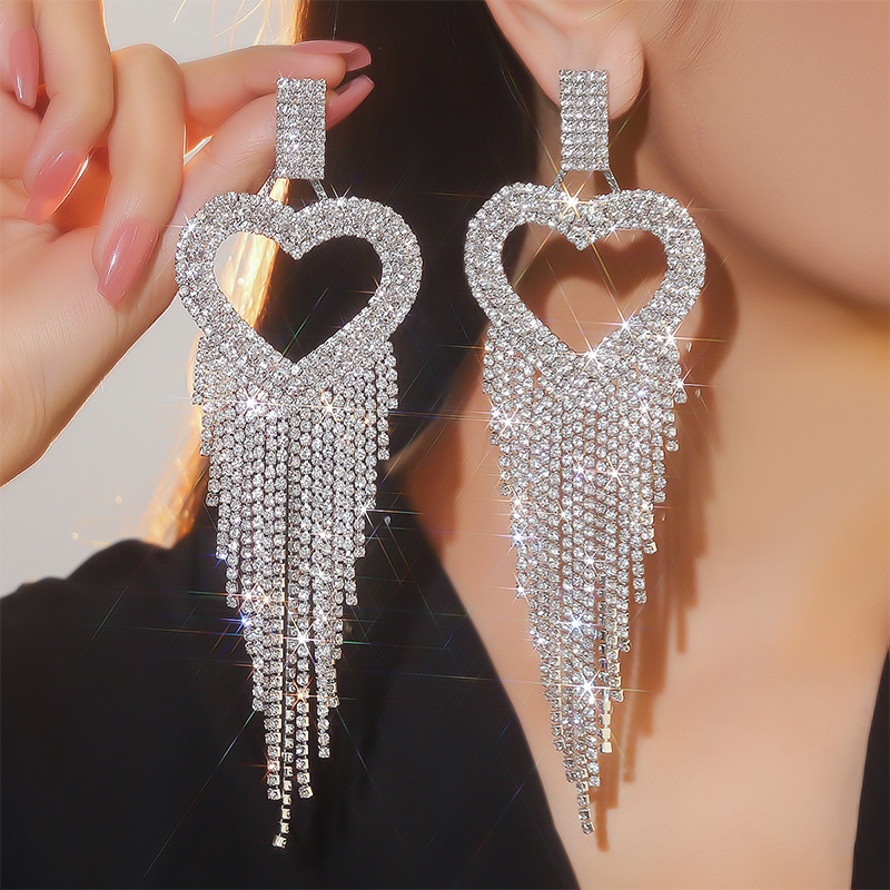 Plata Pendientes atractivos con strass para mujer - STACEES