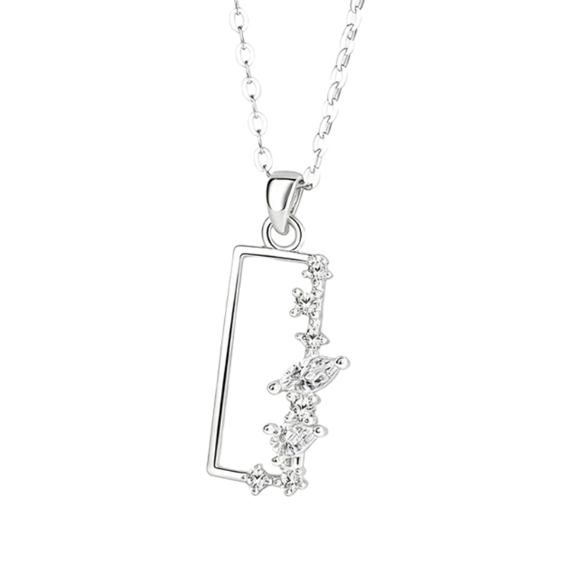 Magnifique simple rectangle argent S925 colliers avec zircone cubique