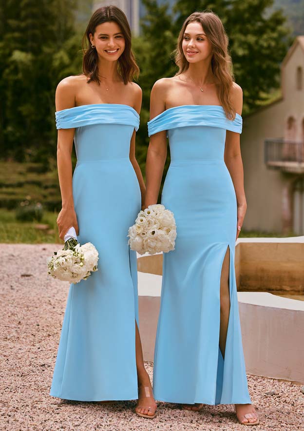 v-wire crepe mermaid bridesmaid dress Mermaid Dress Vw360453 Blue Plus 18W Size Bridesmaid Dresses