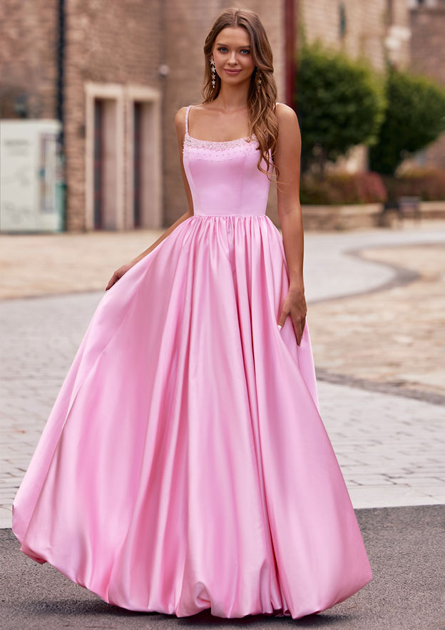 formal dress hemming Stacees 2026 Ball Gown Beads Spaghetti Strap Bubble Hem Prom bottom hem of dress