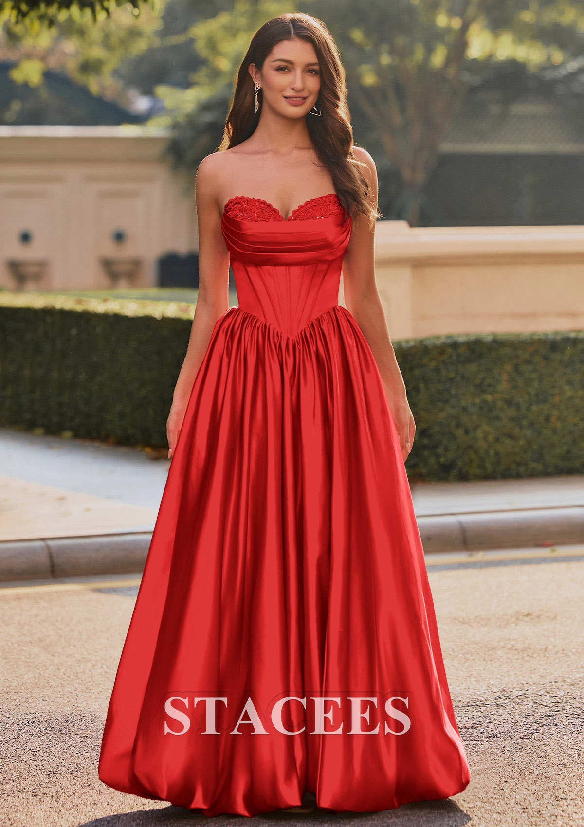 prom dress hem Mermaid Deep V-neck Chapel Length Chiffon Ruffle Hem Prom Dress