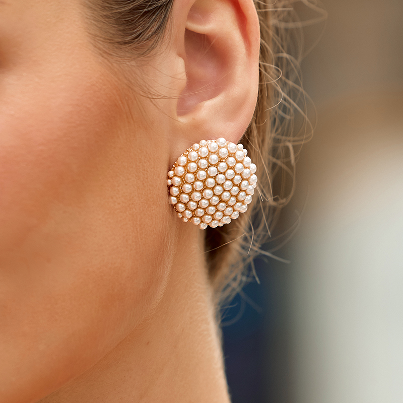 Charming Luxurious Ladies' Copper Earrings with Imitation Pearls