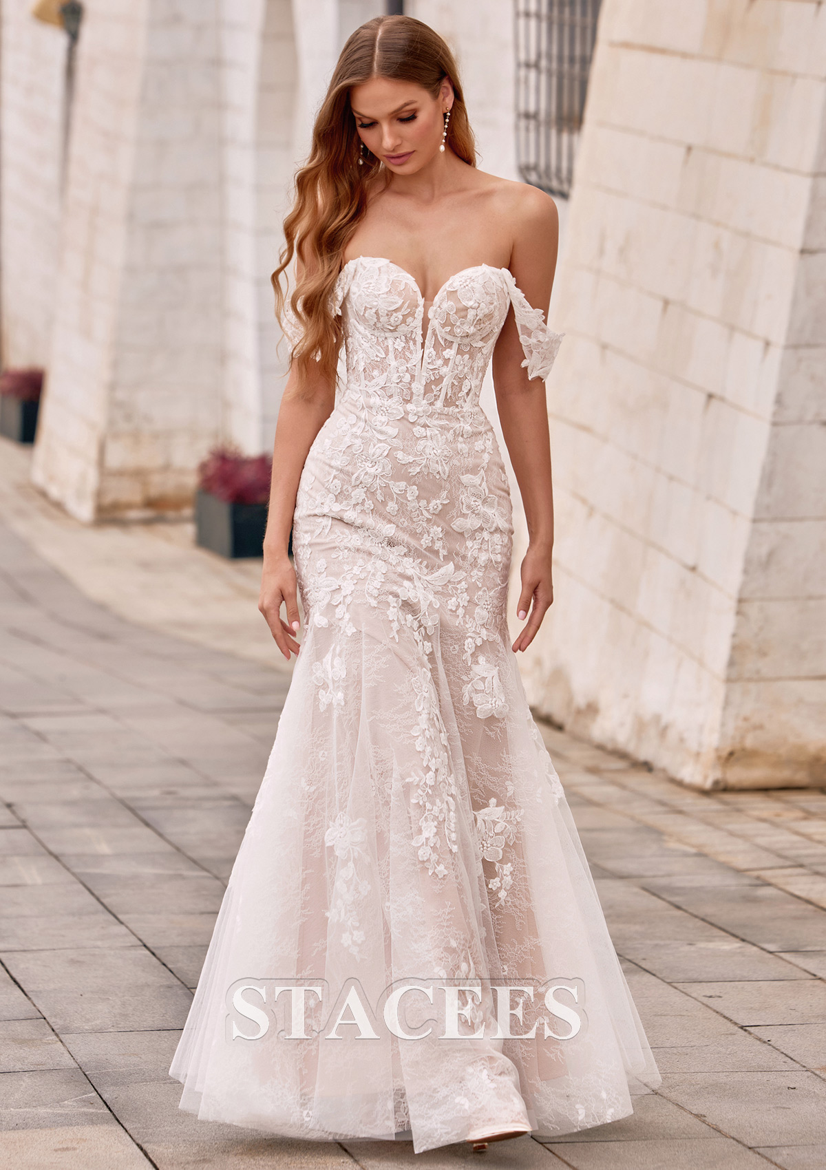 corset mermaid wedding dress Ivory with Bodice Off the Shoulder Wedding Dress with Embroidery and Train Plus Size OLIVIA Size 10 Sweetheart neckline Custom Corset Lace Mermaid Wedding