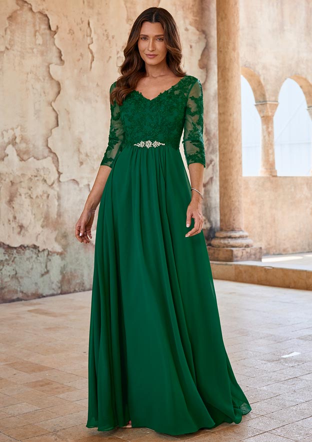 long sleeve mother of bride dresses Christina Wu 17179 Sheer Neck The Dress 5XLFully Lined A-line 3/4 Sleeve Mother of