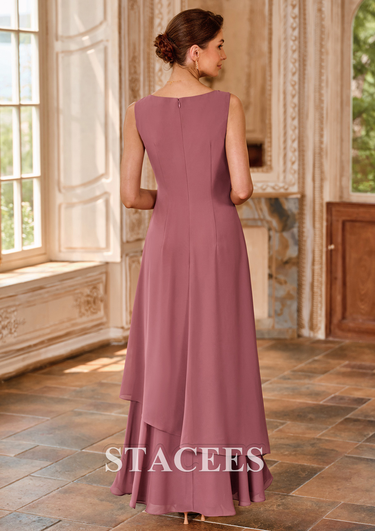 mother of the bride layered dresses Beading Halter A Line Layered Chiffon Mother of the Bride Dress