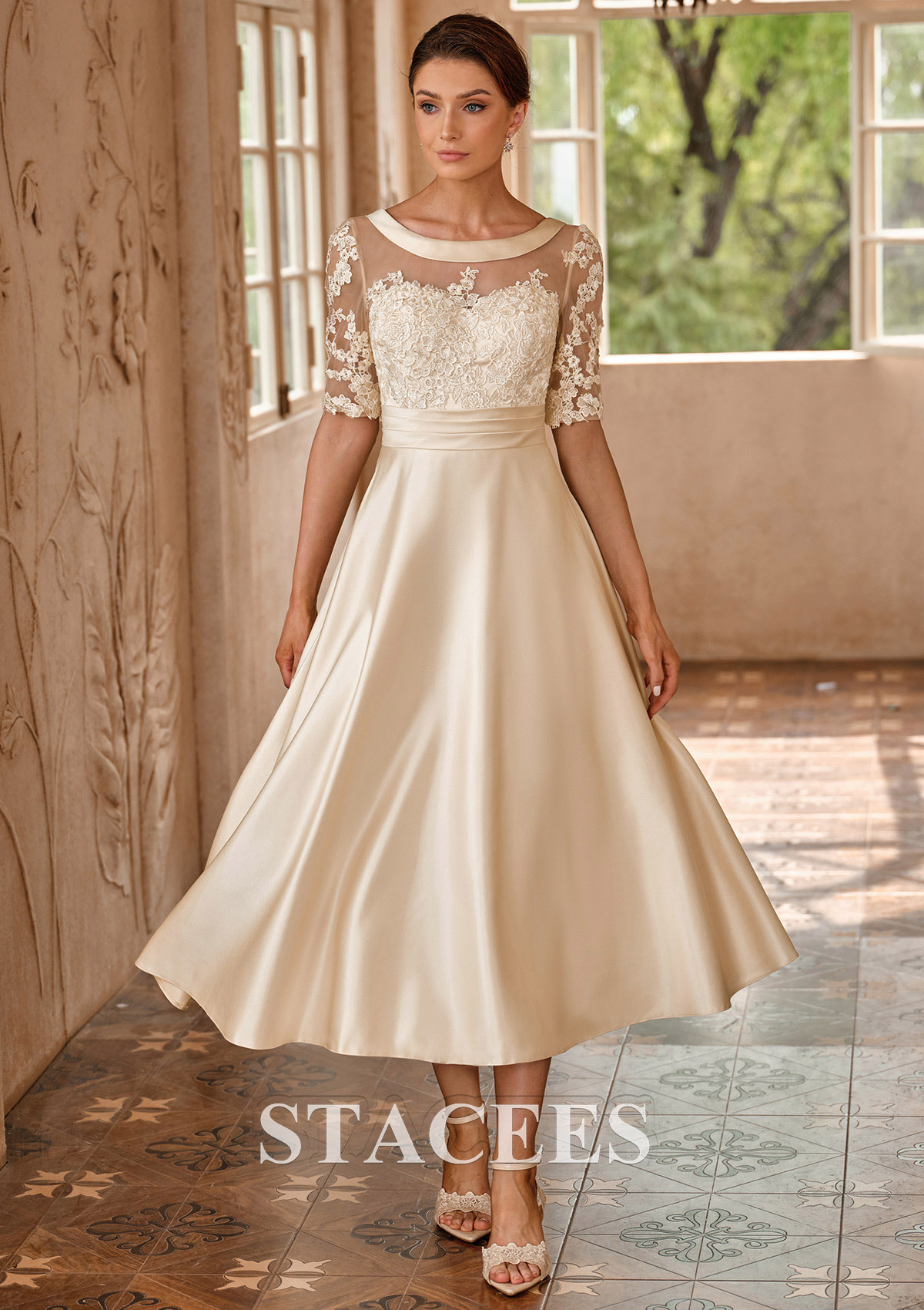 lace mother of the bride dresses tea length Mother of the Bride Dress Style #27971