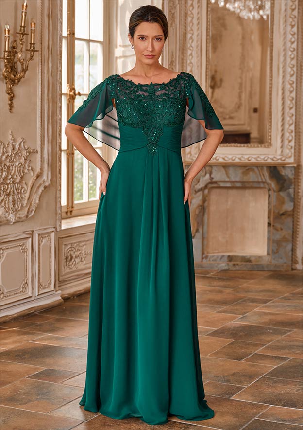 mother of the bride floor length dresses Long Mother-of-the-Bride Dress with Long Sleeves Rose / 22 The Stella Couture 23353 mother of the bride gown Mother of the Bride Dress