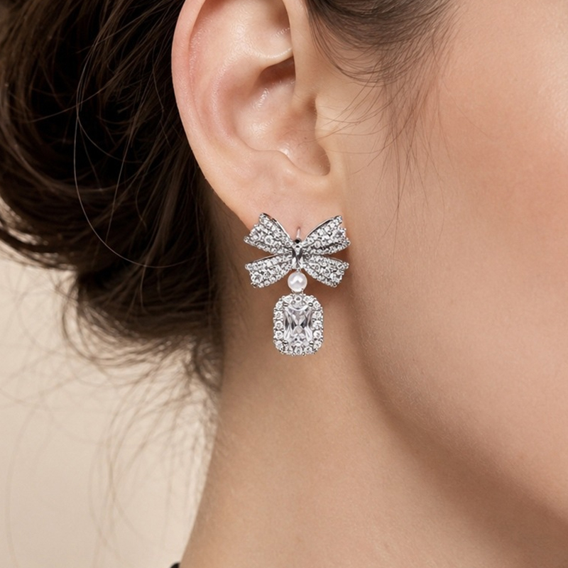 Gorgeous Copper S925 Silver Earrings with Cubic Zirconia