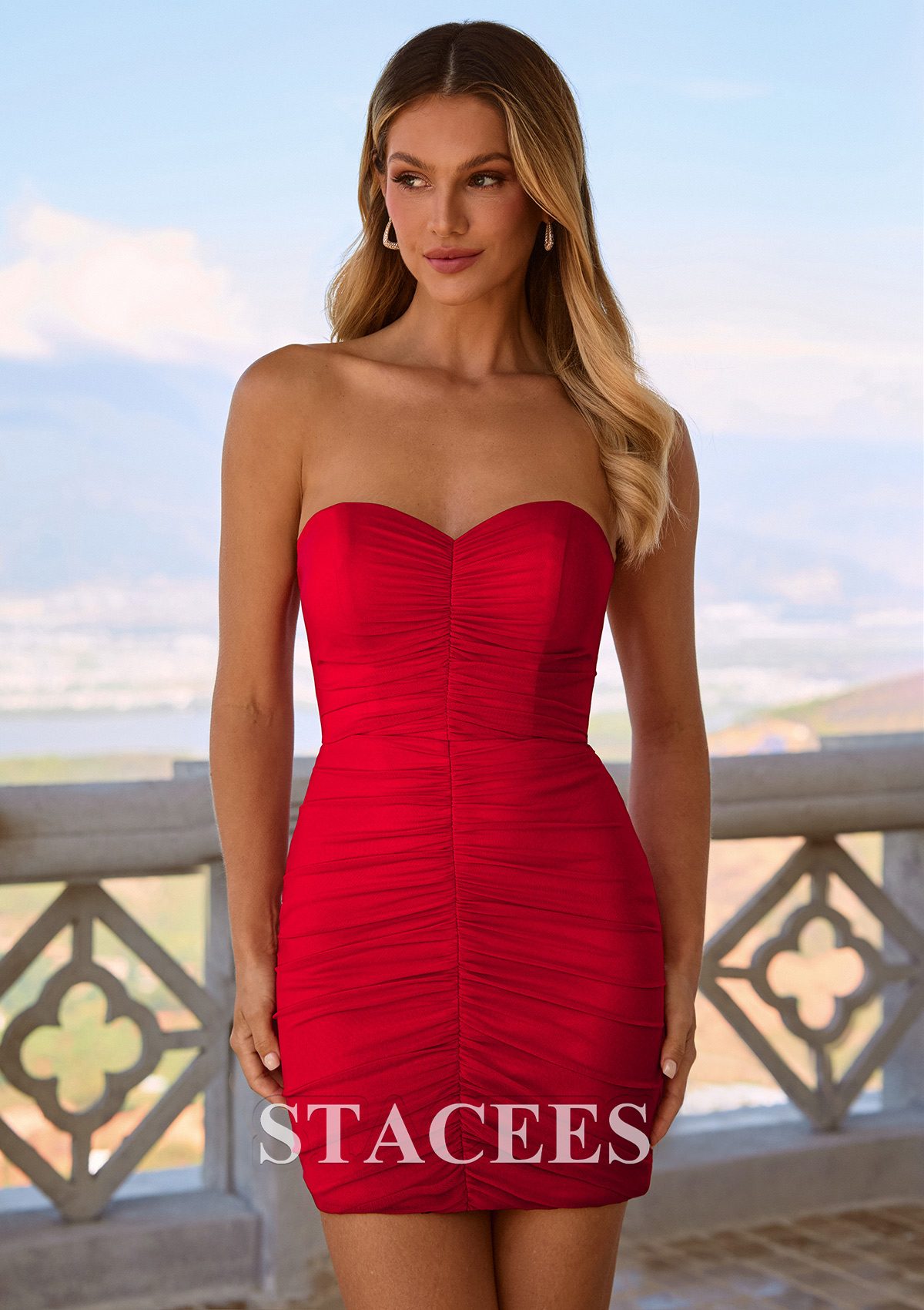 Red Tubo cuello de corazón jersey corto/mini vestido para homecoming