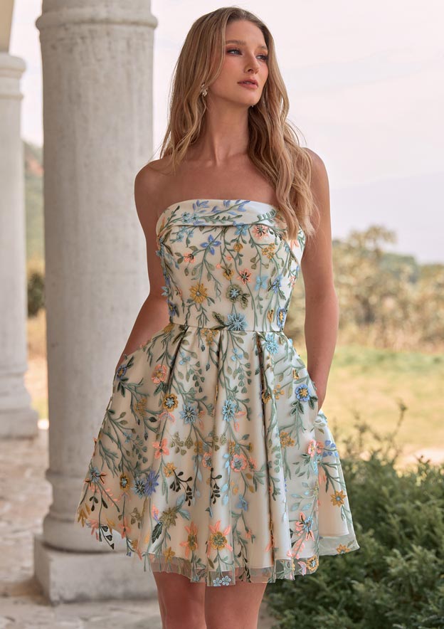 puffy prom dresses Pink A Line Strapless Lace Top Tulle Prom Dress With Slit This floor crinoline — Blog — Color:Blue (As Picture) Stretch Satin Bridesmaid Dresses