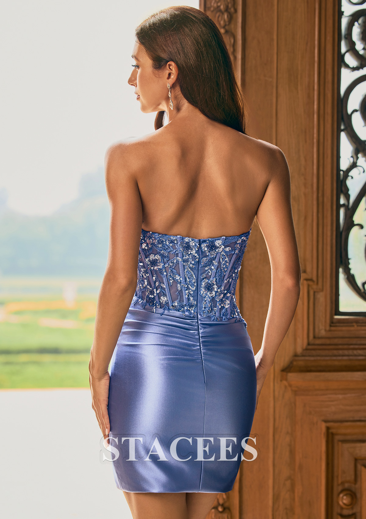 As Picture Strapless Sweetheart Homecoming Dress with Sequins Sheer Corset - STACEES