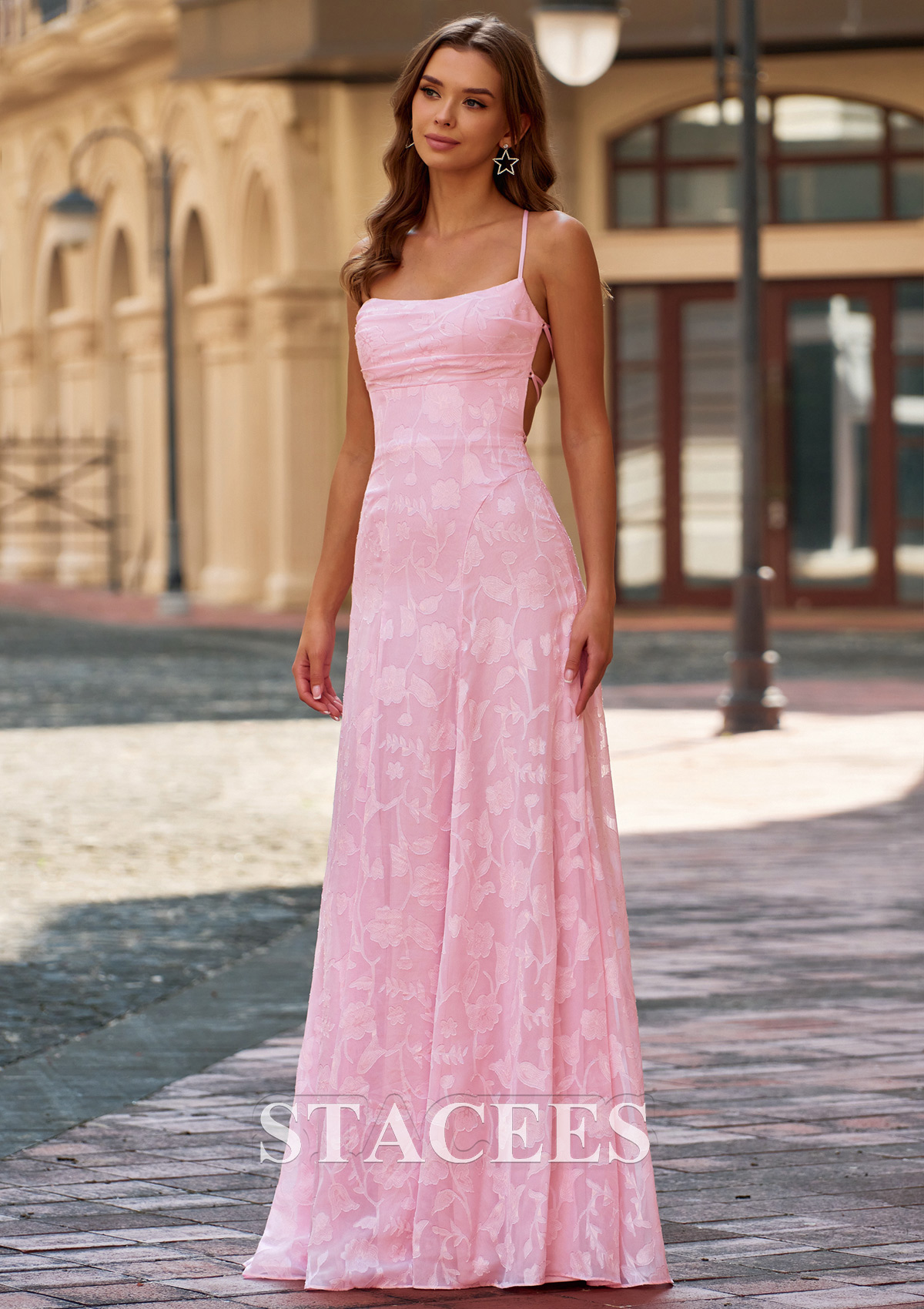 maxi evening dress Elegant Floral Jacquard A-Line Prom with Lace-Up Crisscross Back S9076P - Prom Dresses statuesque silhouette that balances handmade men's formal shoes BOTTOM:S WEDTREND Women Sage Green Plus size